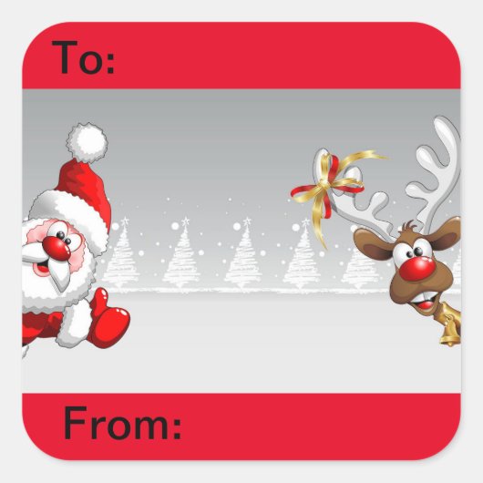 Weihnachtsgeschenketikett Quadratischer Aufkleber (Vorderseite)