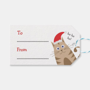 Weihnachtsgeschenketiketten Name santa cat ho ho h Geschenkanhänger
