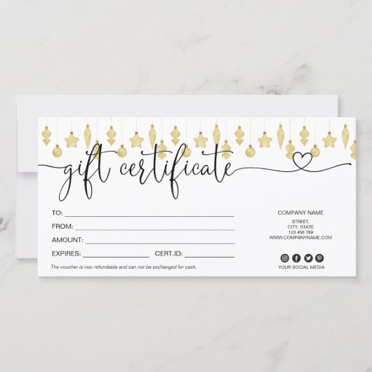 Weihnachtsgeschenkgutschein Gold (Vorderseite)