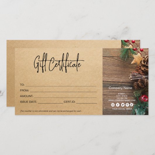 Weihnachtsgeschenkgutschein Handwerksbetrieb Vinta (Vorne/Hinten)