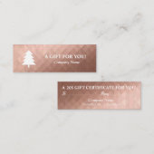 Weihnachtsgeschenkgutschein in Rose Gold elegant Mini Visitenkarte (Vorne/Hinten)