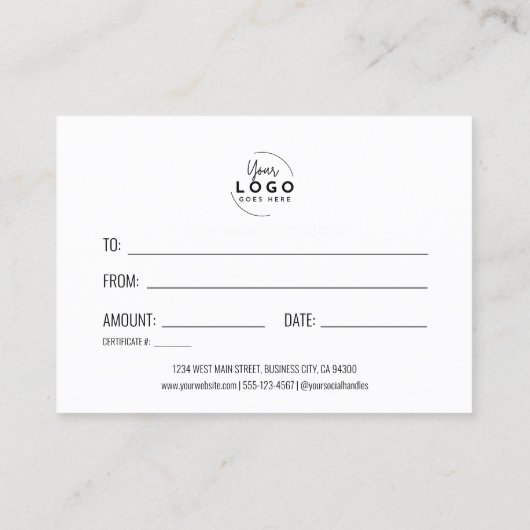 Weihnachtsgeschenkgutschein Visitenkarte (Rückseite)