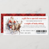 Weihnachtsgeschenkgutschein von Santa Sleigh Reind Feiertagskarte (Vorne/Hinten)