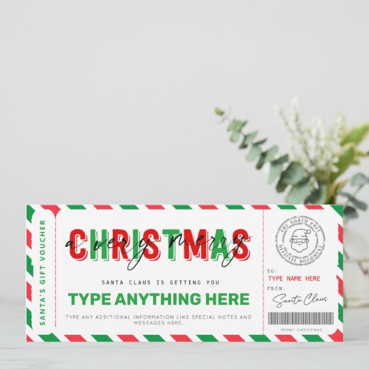 Weihnachtsgeschenkgutschein Vorlage für Kinder (Stehend Vorderseite)