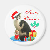 Weihnachtsgeschenkkatze, Engel & Geschenke Magnet (Vorne)