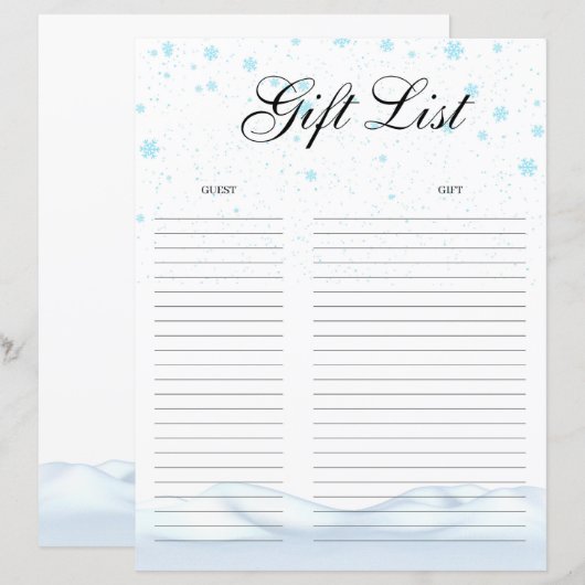 Weihnachtsgeschenkliste (Vorne/Hinten)