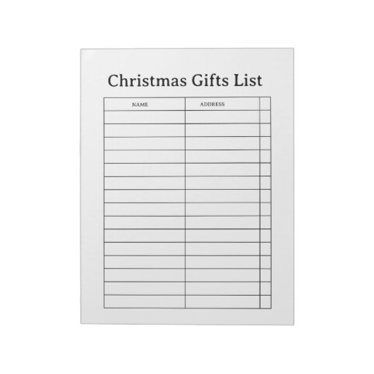 Weihnachtsgeschenkliste Notizblock (Rotiert)