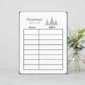 Weihnachtsgeschenkliste Planungsseite  (Stehend Vorderseite)