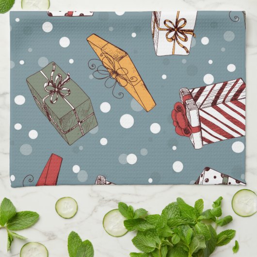 Weihnachtsgeschenkmuster Geschirrtuch (Gefaltet)