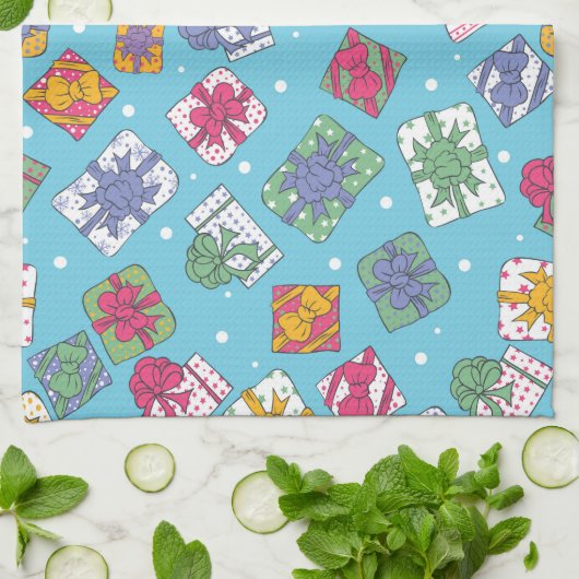 Weihnachtsgeschenkmuster Geschirrtuch (Gefaltet)