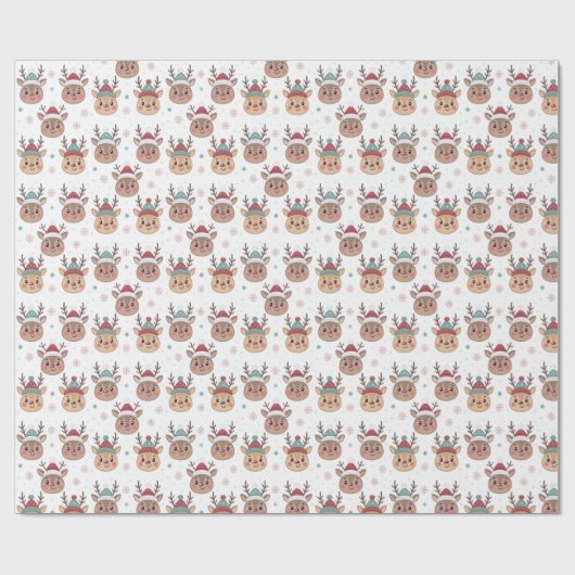Weihnachtsgeschenkpackung niedliche Rentiere Geschenkpapier (Flach)