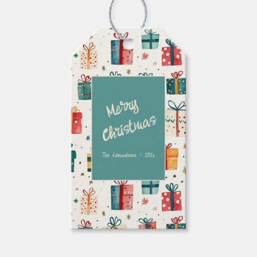 Weihnachtsgeschenkpakete Vintag Geschenkanhänger (Vorderseite)