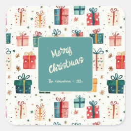 Weihnachtsgeschenkpakete Vintag Quadratischer Aufkleber