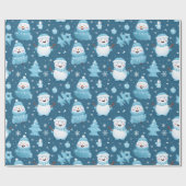 Weihnachtsgeschenkpapier für den blauen Schneemann Geschenkpapier (Flach)