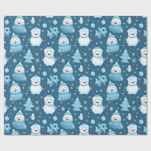 Weihnachtsgeschenkpapier für den blauen Schneemann Geschenkpapier (Flach)