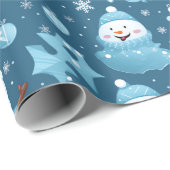 Weihnachtsgeschenkpapier für den blauen Schneemann Geschenkpapier (Rolleneckpunkt)