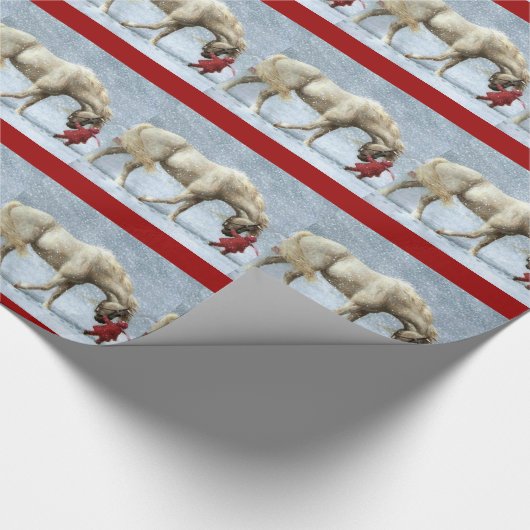 Weihnachtsgeschenkpapier für Pferde und Mädchen Geschenkpapier (Ecke)