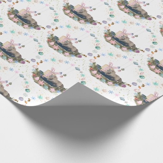 Weihnachtsgeschenkpapier mit Pferdebild Geschenkpapier (Ecke)