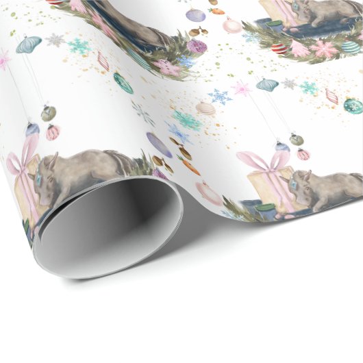 Weihnachtsgeschenkpapier mit Pferdebild Geschenkpapier (Rolleneckpunkt)