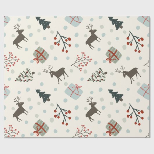 Weihnachtsgeschenkpapier mit Rentieren, Punkten Geschenkpapier (Flach)