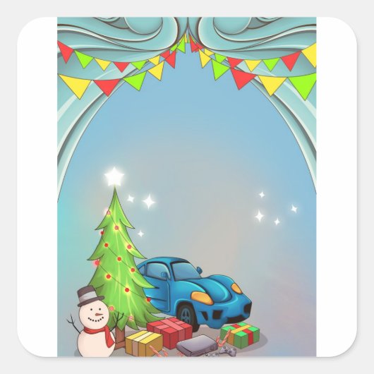 Weihnachtsgeschenksticker für Jungen. Quadratischer Aufkleber (Vorderseite)
