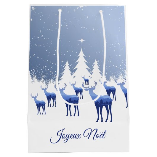 Weihnachtsgeschenktasche Blue Deer Joyeux Weihnach Mittlere Geschenktüte (Rückseite)