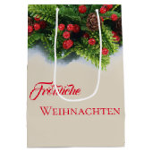 Weihnachtsgeschenktasche - Evergreen Frohliche Wei Mittlere Geschenktüte (Rückseite)