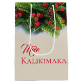 Weihnachtsgeschenktasche-Evergreen Mele Kalikimaka Mittlere Geschenktüte (Rückseite)