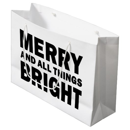 Weihnachtsgeschenktasche | Fröhlich & Alles strahl Große Geschenktüte (Vorderseite Schrägansicht)