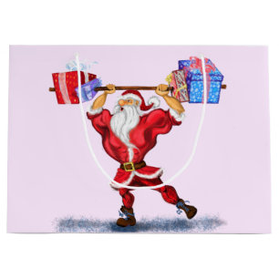 Weihnachtsgeschenktasche Funny Bodybuilder Santa Große Geschenktüte