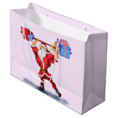 Weihnachtsgeschenktasche Funny Bodybuilder Santa Große Geschenktüte (Vorderseite Schrägansicht)