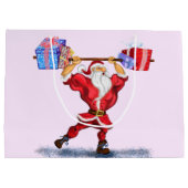 Weihnachtsgeschenktasche Funny Bodybuilder Santa Große Geschenktüte (Rückseite)