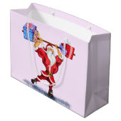 Weihnachtsgeschenktasche Funny Bodybuilder Santa Große Geschenktüte (Rückseite Schrägansicht)