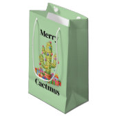 Weihnachtsgeschenktasche Klein - Merry Cactmus Kleine Geschenktüte (Vorderseite Schrägansicht)