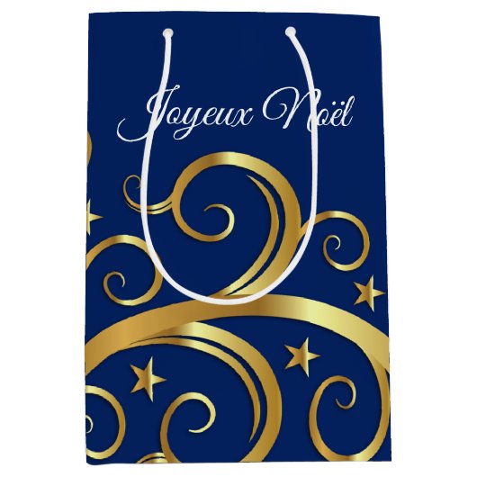 Weihnachtsgeschenktasche Majestic Wirbel Joyeux We Mittlere Geschenktüte (Vorderseite)