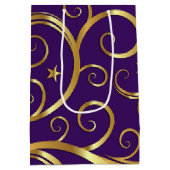 Weihnachtsgeschenktasche Majestic Wirbel Lila Mittlere Geschenktüte (Rückseite)