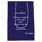 Weihnachtsgeschenktasche mit individueller Nachric Mittlere Geschenktüte (Rückseite)