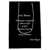 Weihnachtsgeschenktasche mit individueller Nachric Mittlere Geschenktüte (Rückseite)