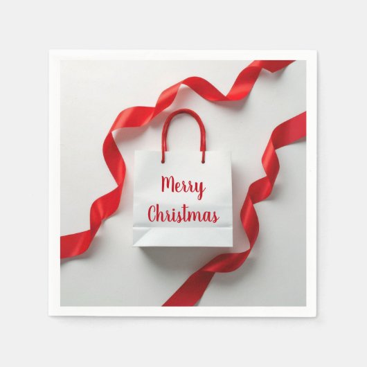 Weihnachtsgeschenktasche mit roten Schleifen Serviette (Vorderseite)