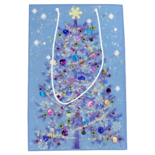 Weihnachtsgeschenktasche mit schönem Weihnachtsbau Mittlere Geschenktüte (Vorderseite)