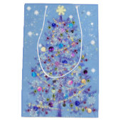 Weihnachtsgeschenktasche mit schönem Weihnachtsbau Mittlere Geschenktüte (Rückseite)