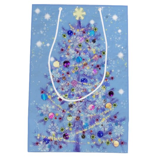 Weihnachtsgeschenktasche mit schönem Weihnachtsbau Mittlere Geschenktüte (Rückseite)