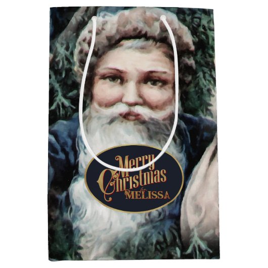 Weihnachtsgeschenktasche mit Vintagem Weihnachtsma Mittlere Geschenktüte (Vorderseite)