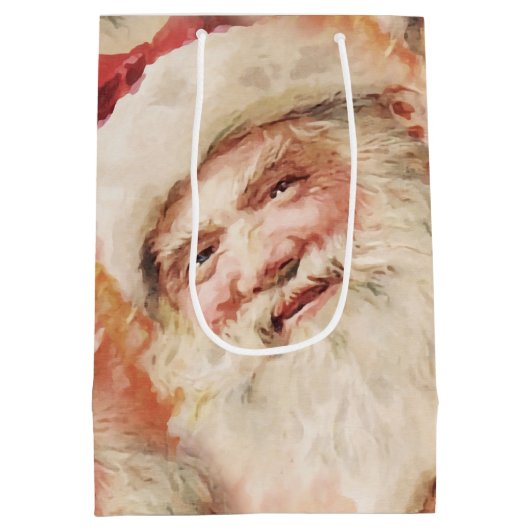 Weihnachtsgeschenktasche mit Vintagem Weihnachtsma Mittlere Geschenktüte (Rückseite)