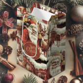 Weihnachtsgeschenktasche mit Vintagem Weihnachtsma Mittlere Geschenktüte