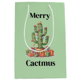 Weihnachtsgeschenktasche Mittel-Merry Cactmus Mittlere Geschenktüte