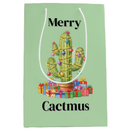 Weihnachtsgeschenktasche Mittel-Merry Cactmus Mittlere Geschenktüte