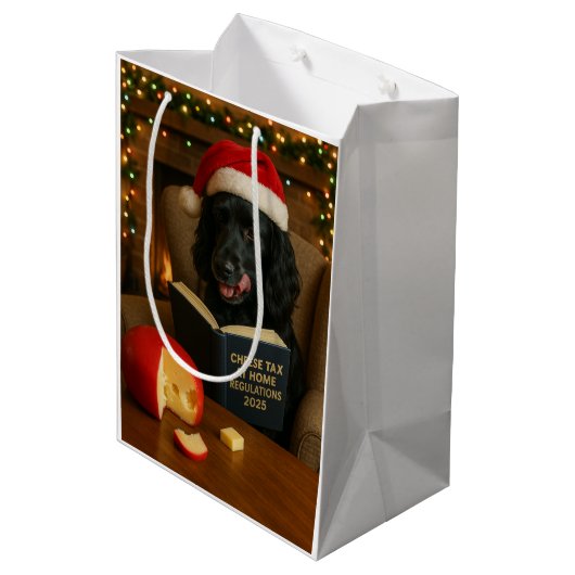 Weihnachtsgeschenktasche Weihnachtsschwarz Arbeits Mittlere Geschenktüte (Rückseite Schrägansicht)