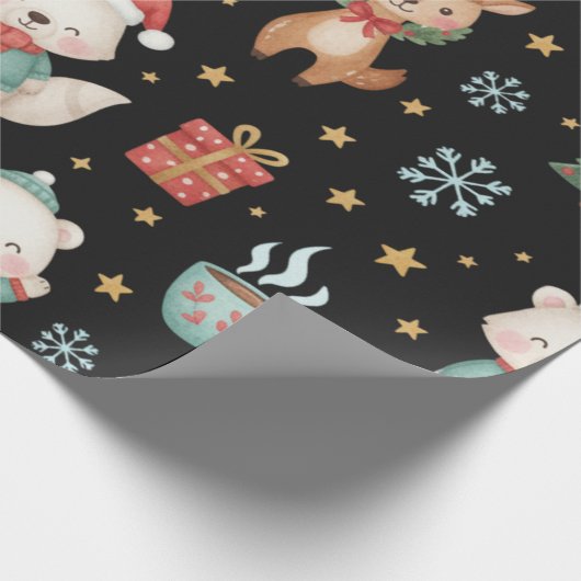 Weihnachtsgeschenkverpackung Festive Critters Geschenkpapier (Ecke)