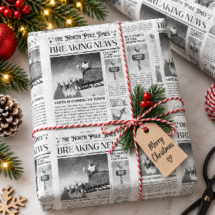 Weihnachtsgeschenkverpackung, Schwarz-Weiß-Zeitung Geschenkpapier